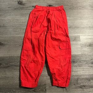 Zara Kids Red Cargo Pants Size 9 / CM 134 Unisex Baggy Relaxed Colorful Vibrant